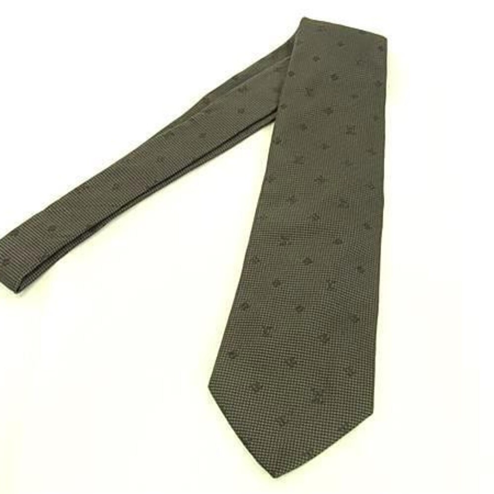 LOUIS VUITTON Cravat Necktie, Grey Silk, Men's, Monogram